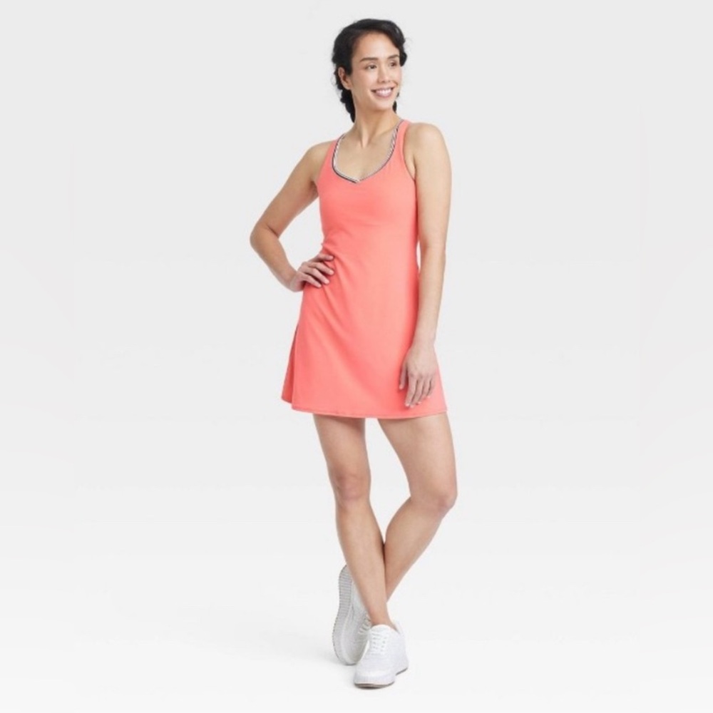 All in Motion Everyday Soft Active SPF 50 Sleeveless Dress in Coral/Red -Size XS